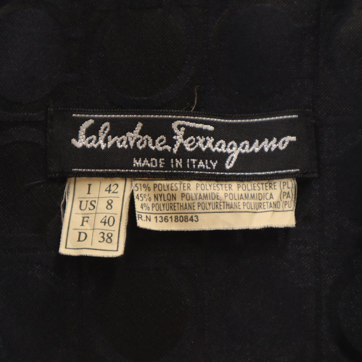 Salvatore Ferragamo サルヴァトーレフェラガモ 90s イタリア製 オールド ガンチーニ柄 トレンチコート 42 ブラック レディース