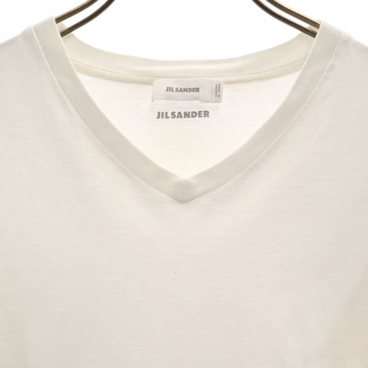 JIL SANDER ジルサンダー ギリシャ製 半袖 Vネック Tシャツ XL ホワイト 無地 レディース