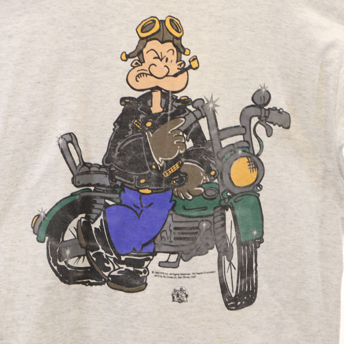 90s オールド ポパイ 半袖 Tシャツ グレー POPEYE シングルステッチ メンズ