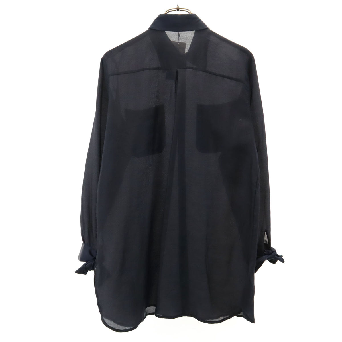 未使用 LOVELESS ラブレス 長袖 シアー ロング シャツ 38 濃紺 シースルー レディース
