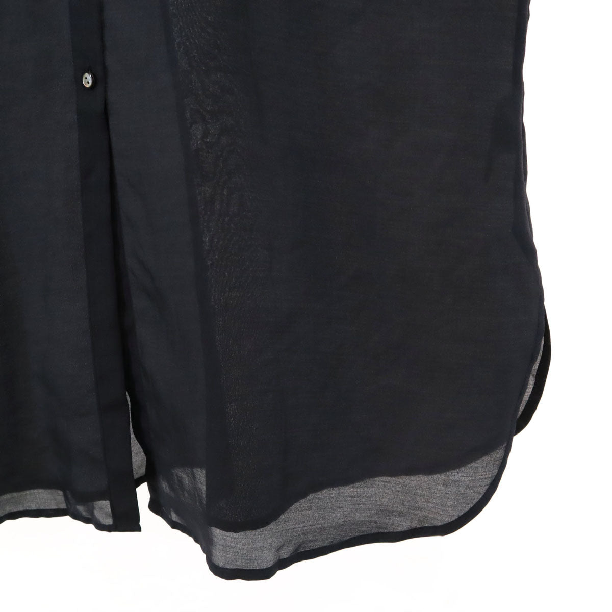 未使用 LOVELESS ラブレス 長袖 シアー ロング シャツ 38 濃紺 シースルー レディース