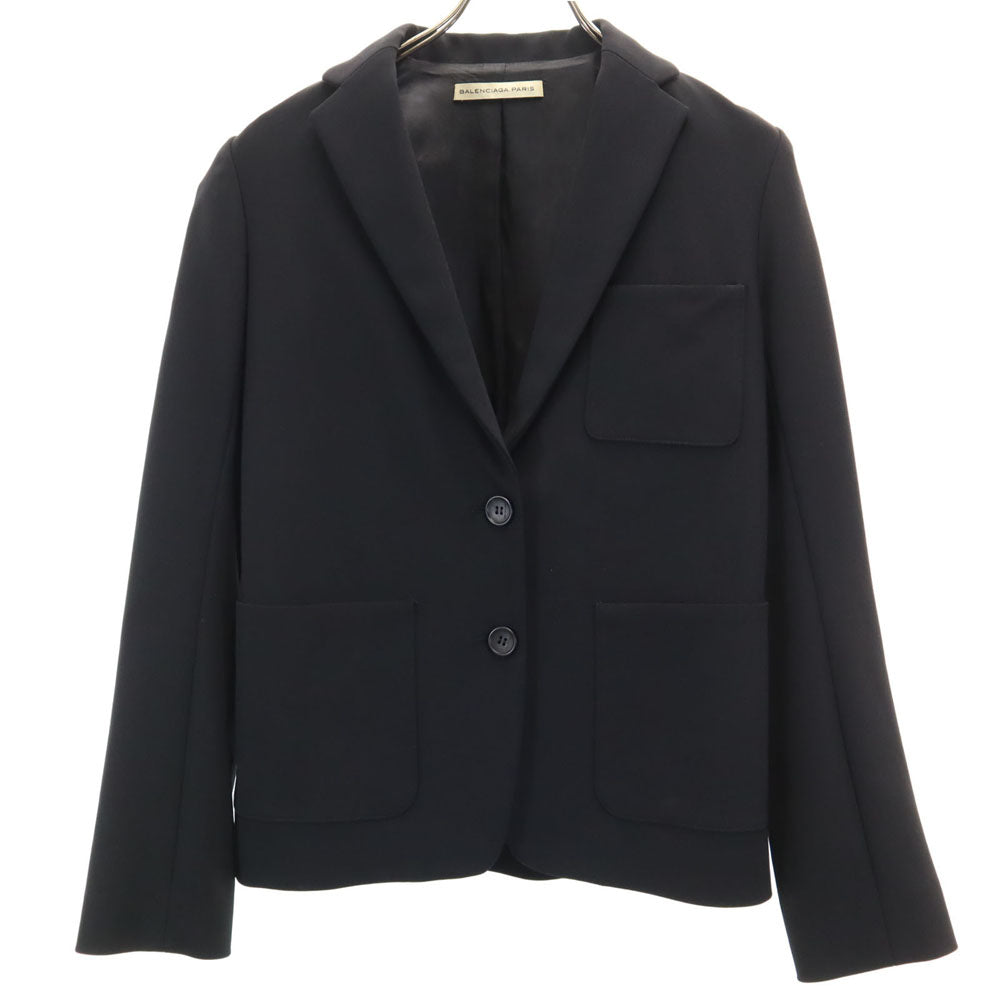 バレンシアガ パリス フランス製 テーラードジャケット 34 ブラック ブレザー レディース