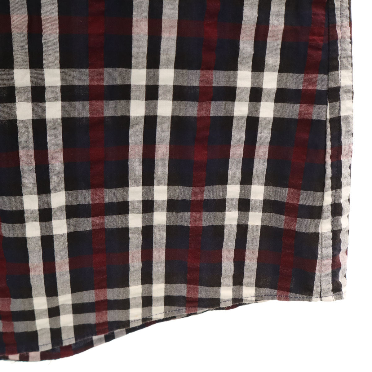 BURBERRY BLACK LABEL バーバリーブラックレーベル チェック柄 半袖 シアサッカー シャツ 2 ネイビー 三陽商会 メンズ