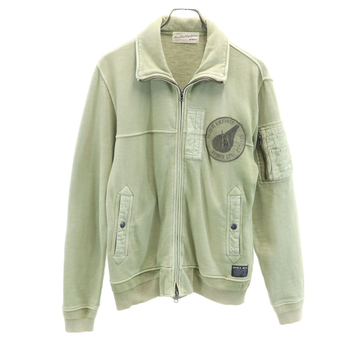 AVIREX アヴィレックス スウェット フライトジャケット M オリーブ系 ミリタリー メンズ