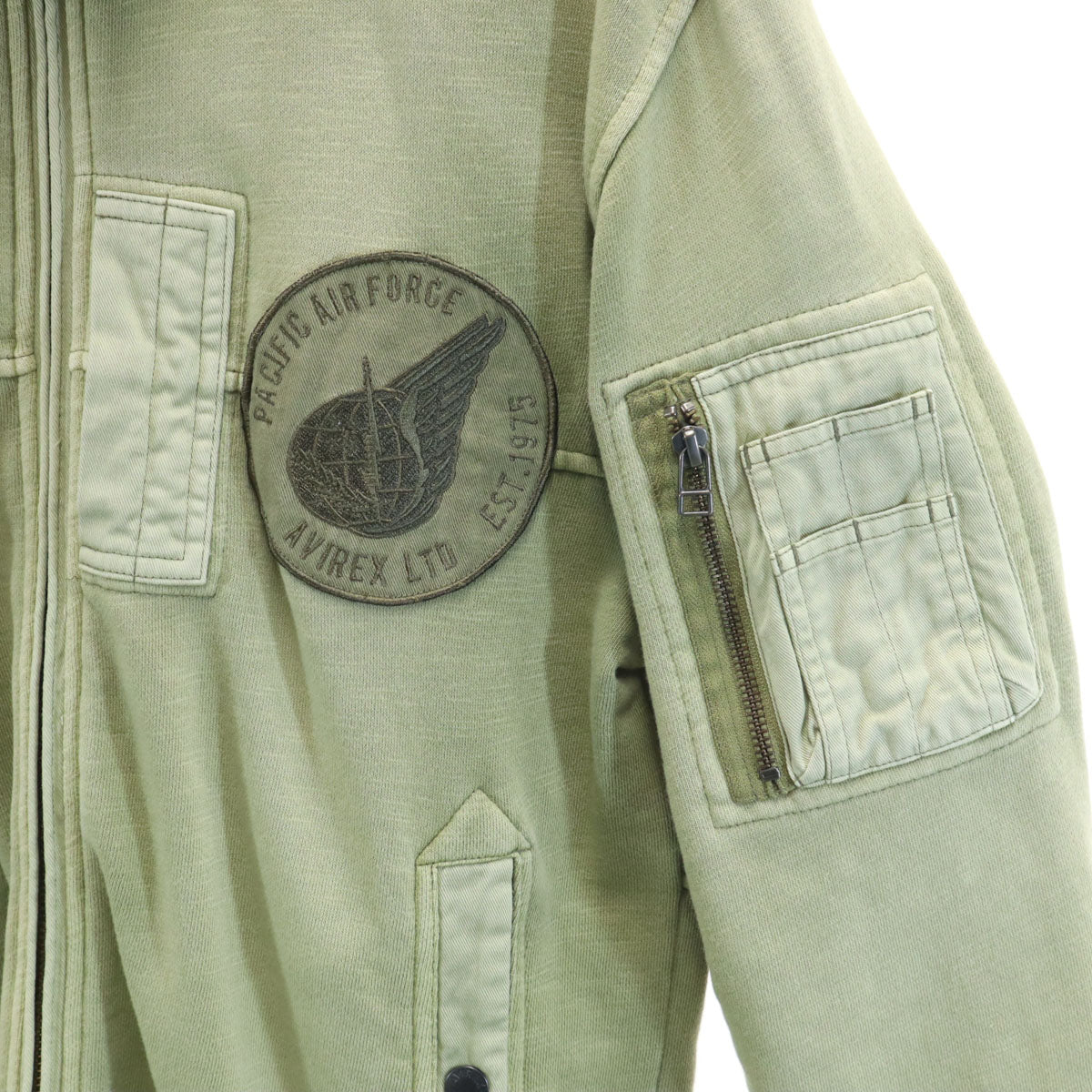 AVIREX アヴィレックス スウェット フライトジャケット M オリーブ系 ミリタリー メンズ