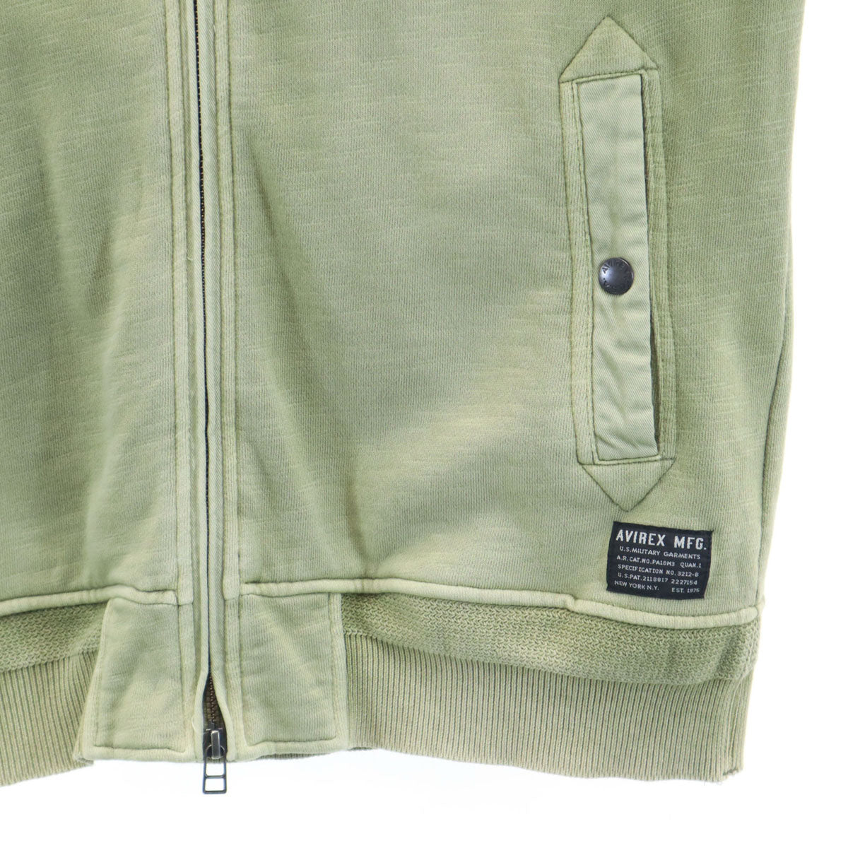 AVIREX アヴィレックス スウェット フライトジャケット M オリーブ系 ミリタリー メンズ