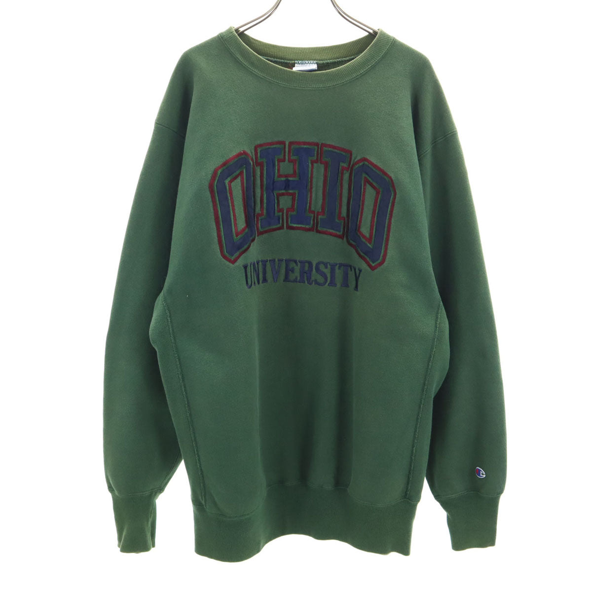 Champion チャンピオン 90s オールド USA製 刺繍タグ オハイオ大学 長袖 リバースウィーブ スウェット XXL グリーン メンズ