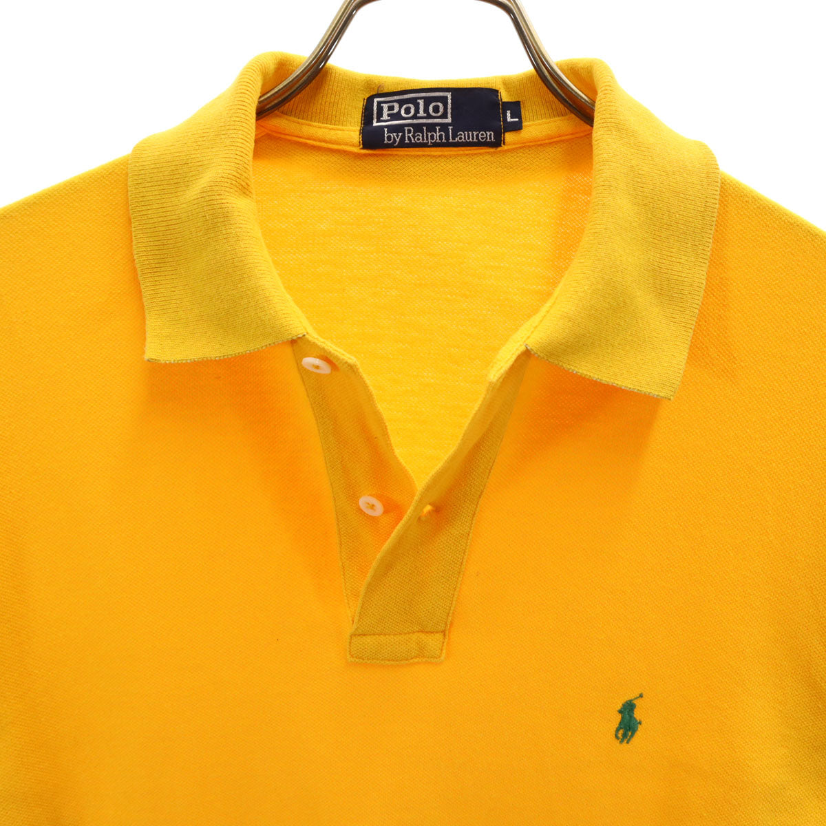 Polo by Ralph Lauren ポロバイラルフローレン 半袖 ポロシャツ L イエロー ナイガイ 鹿の子地 メンズ