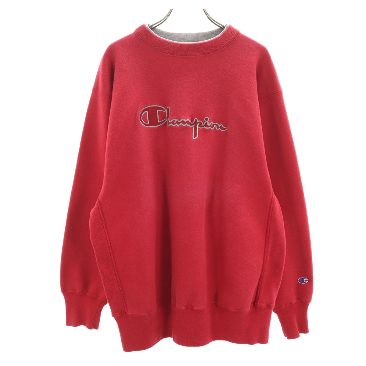 Champion チャンピオン 90s オールド USA製 刺繍タグ 長袖 襟ダブルカラー リバースウィーブ スウェット XL レッド メンズ