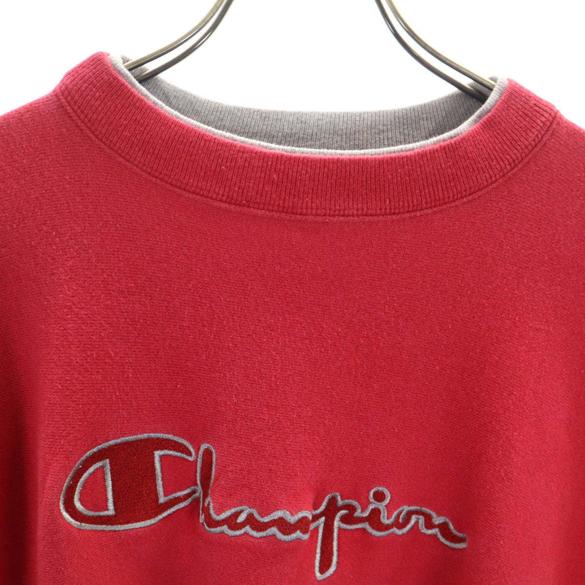 Champion チャンピオン 90s オールド USA製 刺繍タグ 長袖 襟ダブルカラー リバースウィーブ スウェット XL レッド メンズ