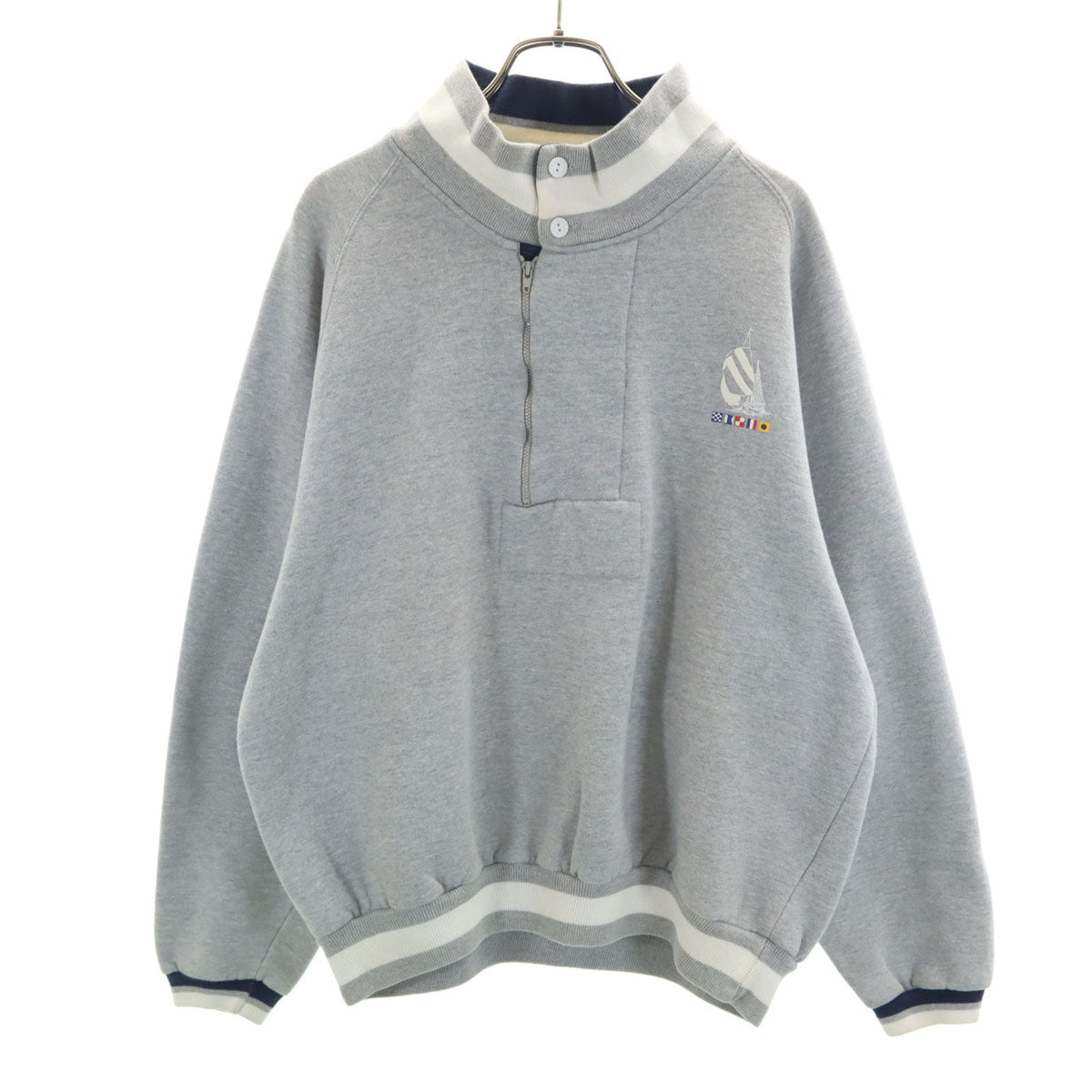 NAUTICA COMPETITION ノーティカ コンペティション 80s ヴィンテージ 長袖 ハーフジップ スウェット L グレー メンズ