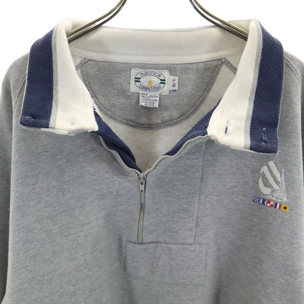 NAUTICA COMPETITION ノーティカ コンペティション 80s ヴィンテージ 長袖 ハーフジップ スウェット L グレー メンズ