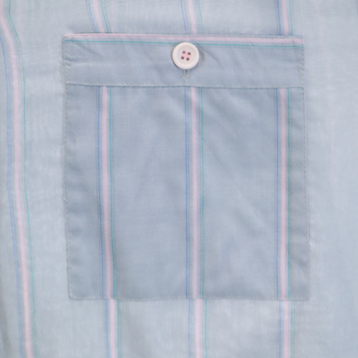 シアジェームス 80s ヴィンテージ USA製 ストライプ柄 長袖 シャツ ライトブルー レディース