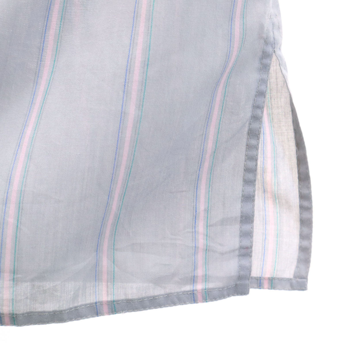 シアジェームス 80s ヴィンテージ USA製 ストライプ柄 長袖 シャツ ライトブルー レディース