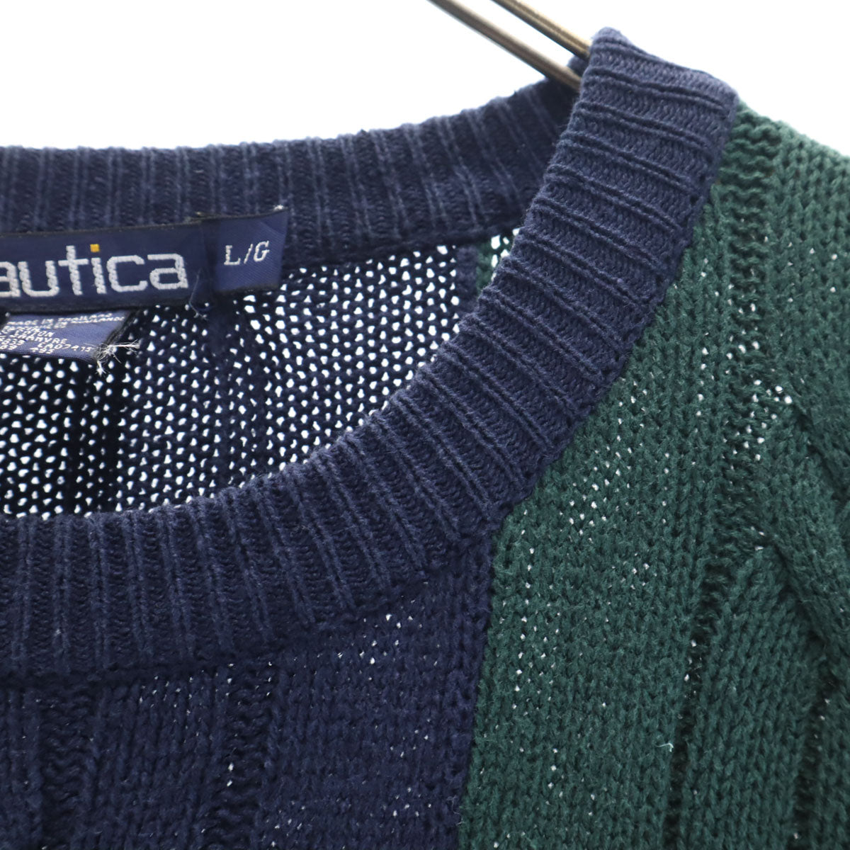 NAUTICA COMPETITION ノーティカ コンペティション 90s オールド リネンブレンド ストライプ柄 長袖 ニット L メンズ