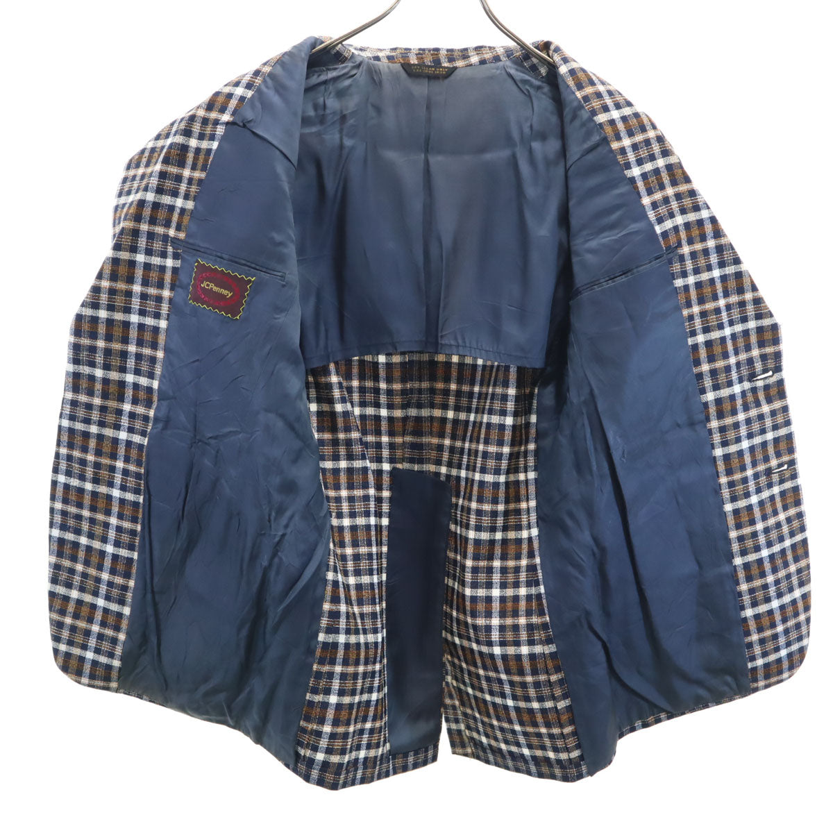 JC PENNEY ジェーシーペニー 80s ヴィンテージ ユニオンチケット チェック柄 テーラードジャケット ブラウン メンズ