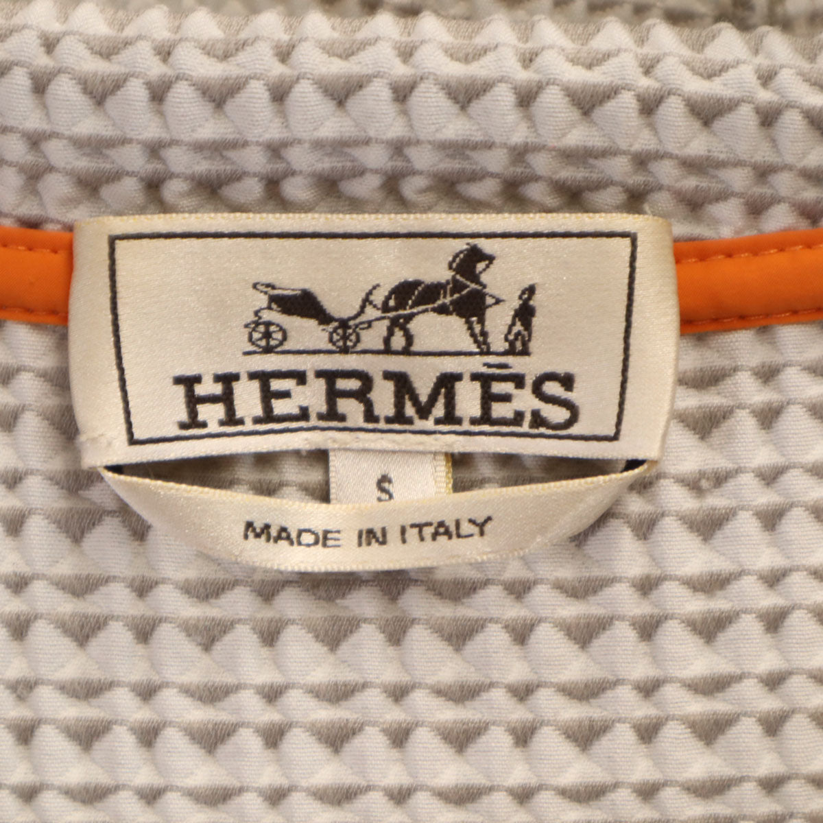 HERMES エルメス イタリア製 長袖 ワッフル地 ジップパーカー S グレー メンズ
