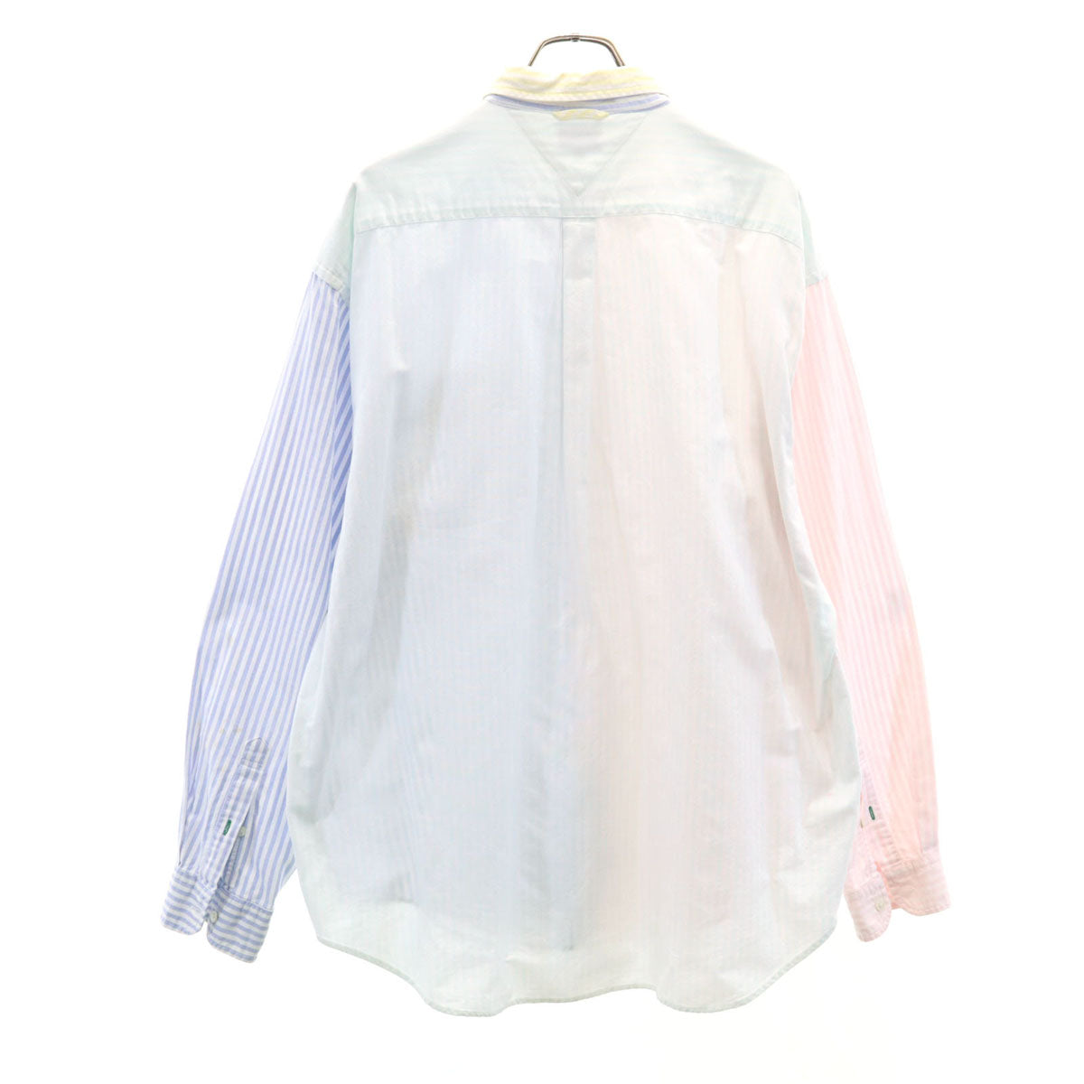 TOMMY HILFIGER トミーヒルフィガー 90s フラッグタグ オールド 長袖 ボタンダウンシャツ XL ピンク×ブルー メンズ