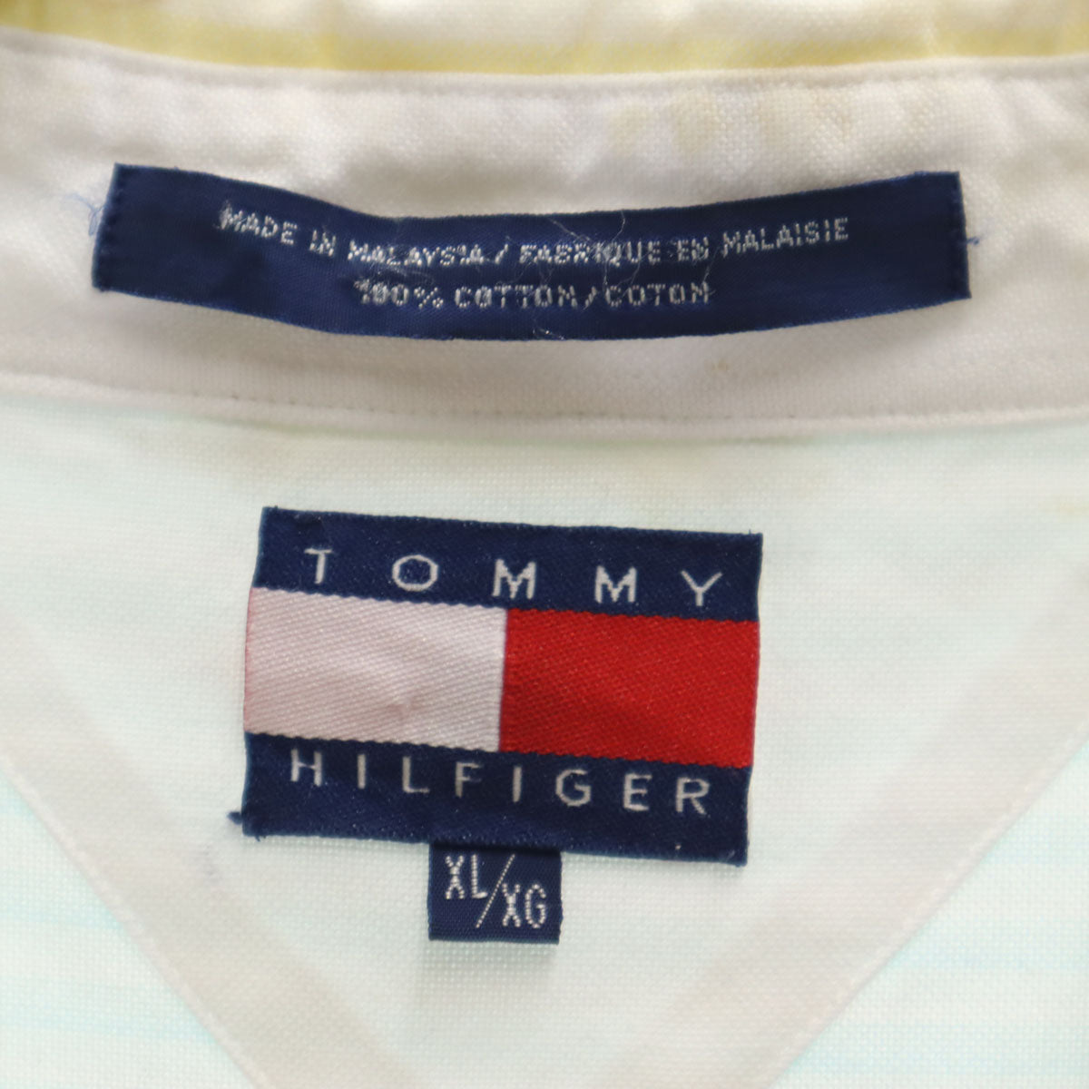 TOMMY HILFIGER トミーヒルフィガー 90s フラッグタグ オールド 長袖 ボタンダウンシャツ XL ピンク×ブルー メンズ