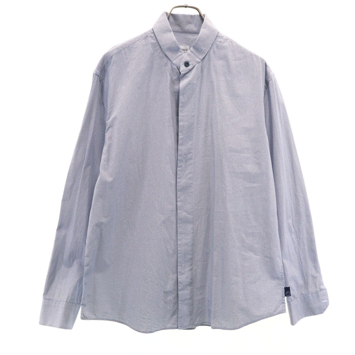 アルマーニ コレッツィオーネ 長袖 コットンシャツ L ブルー系 メンズ