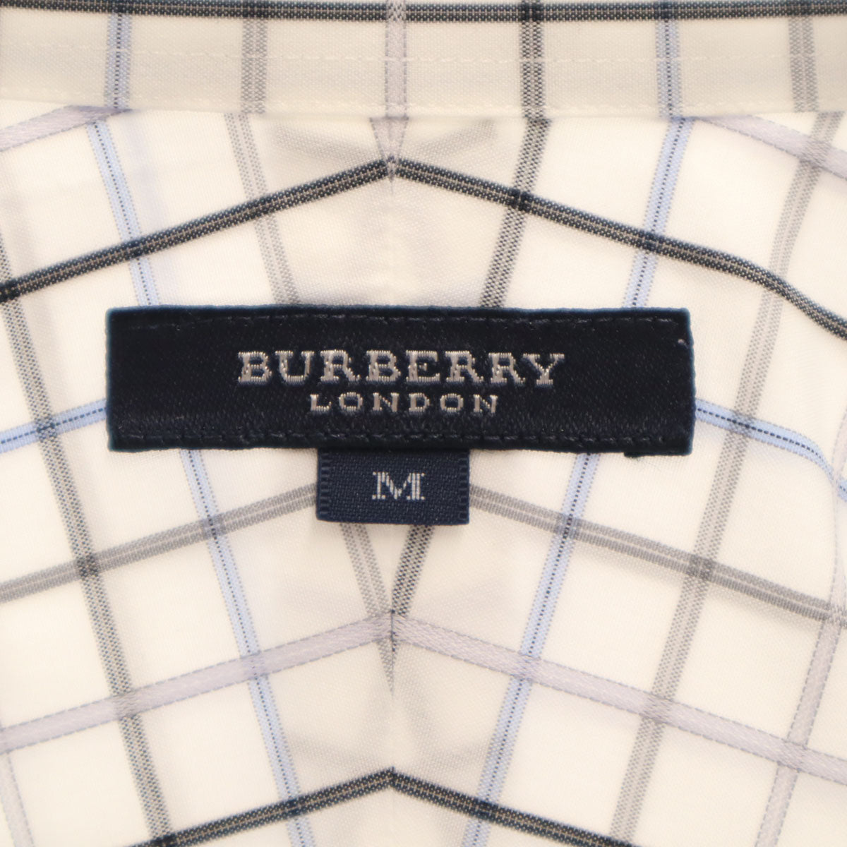 BURBERRY LONDON バーバリーロンドン 日本製 チェック柄 半袖 ボタンダウンシャツ M ホワイト 三陽商会 メンズ