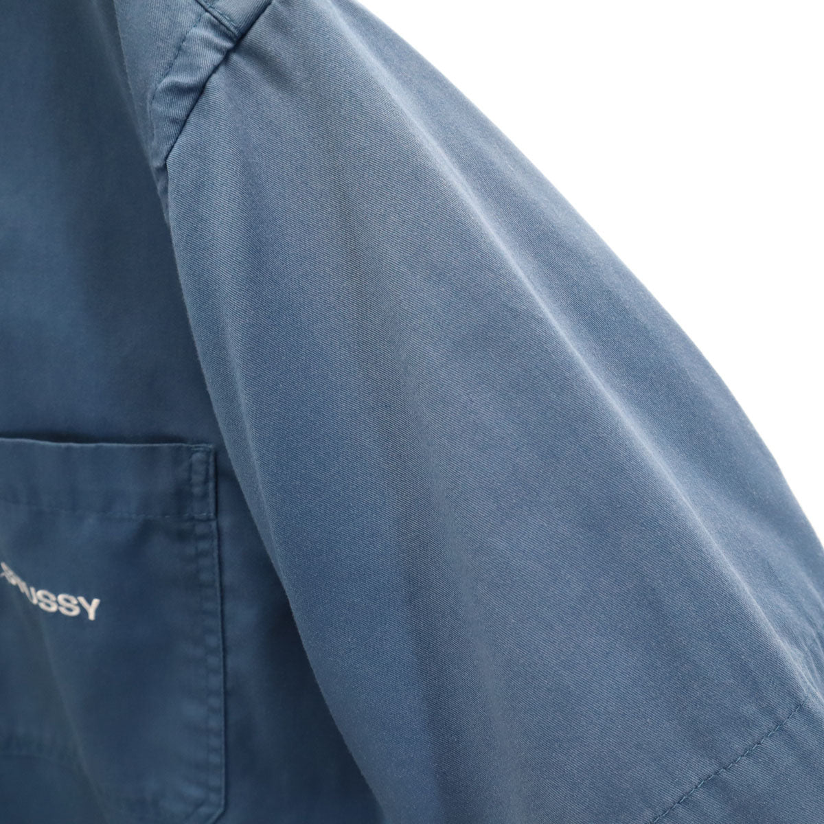 STUSSY ステューシー バックロゴ 半袖 ワークシャツ L ブルー系 メンズ