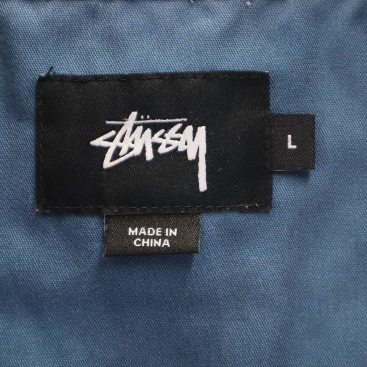 STUSSY ステューシー バックロゴ 半袖 ワークシャツ L ブルー系 メンズ