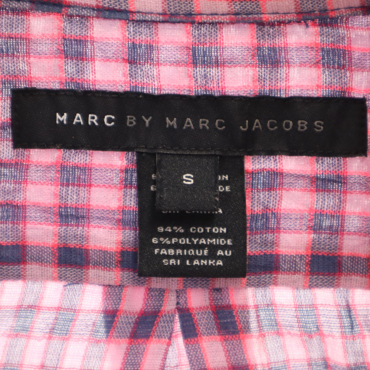 MARC BY MARC JACOBS マークバイマークジェイコブス チェック柄 半袖 シャツ S ピンク レディース