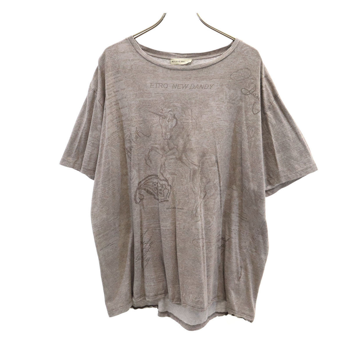 ETRO エトロ イタリア製 ユニコーン 半袖 Tシャツ 3XL グレー メンズ