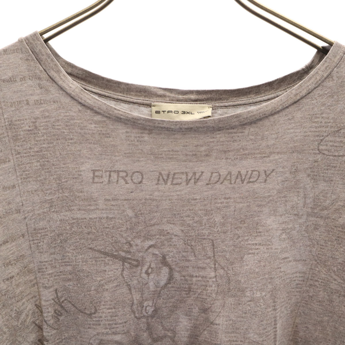 ETRO エトロ イタリア製 ユニコーン 半袖 Tシャツ 3XL グレー メンズ