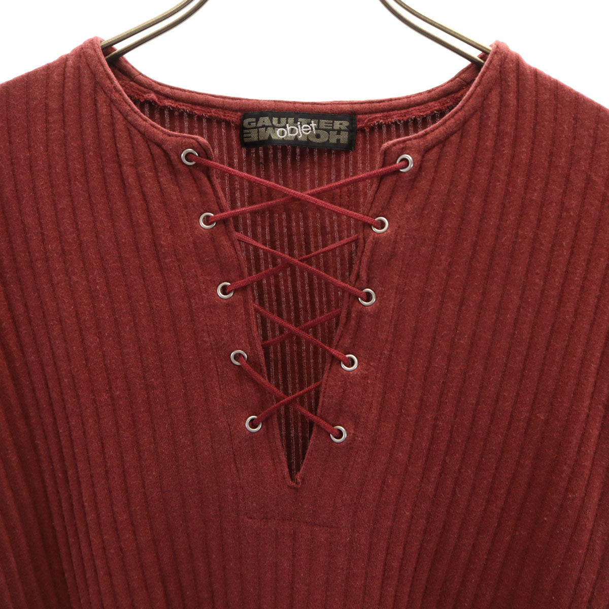 GAULTIER HOMME objet ゴルチェオムオブジェ 日本製 フレンチスリーブ スピンドル カットソー F 赤茶 メンズ