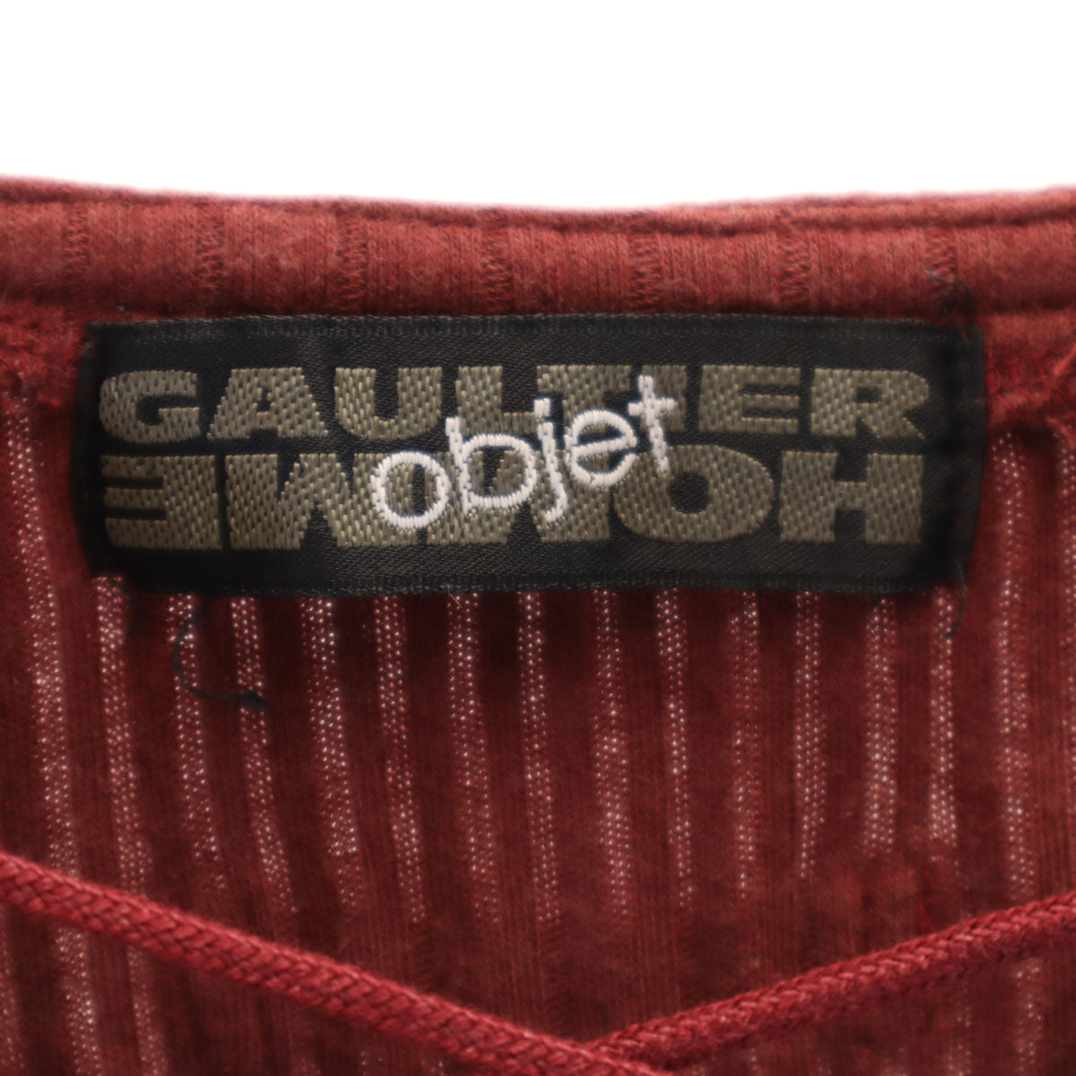 GAULTIER HOMME objet ゴルチェオムオブジェ 日本製 フレンチスリーブ スピンドル カットソー F 赤茶 メンズ