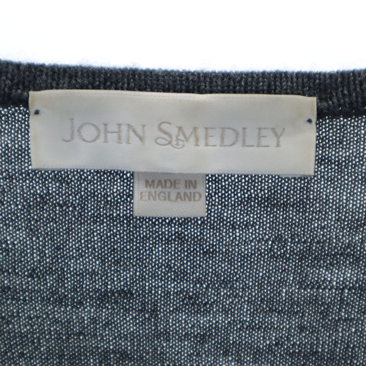 JOHN SMEDLEY ジョンスメドレー イギリス製 長袖 ウール Vネック セーター S グレー系 レディース