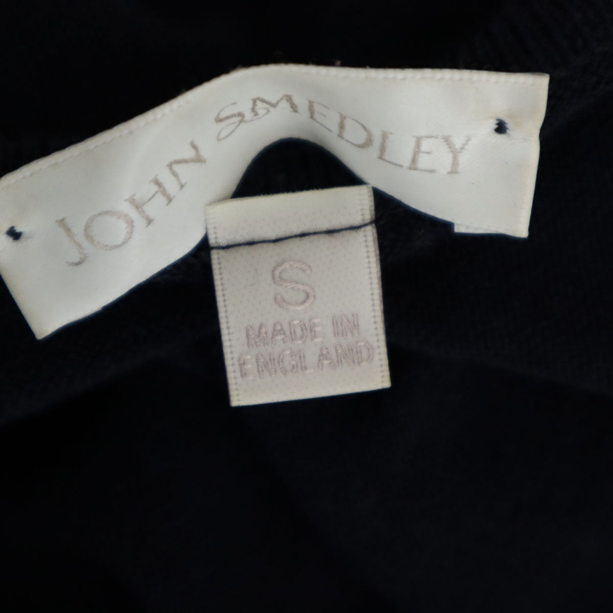 JOHN SMEDLEY ジョンスメドレー イギリス製 長袖 ウール Vネック セーター S ネイビー レディース