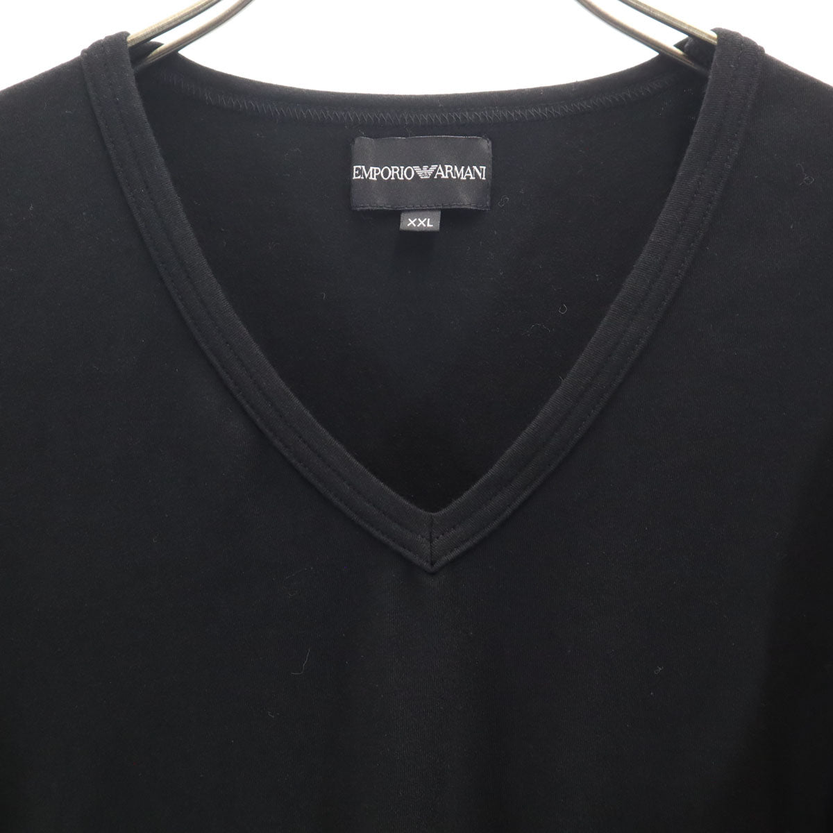 Emporio Armani エンポリオアルマーニ 日本製 半袖 Vネック Tシャツ XXL ブラック メンズ