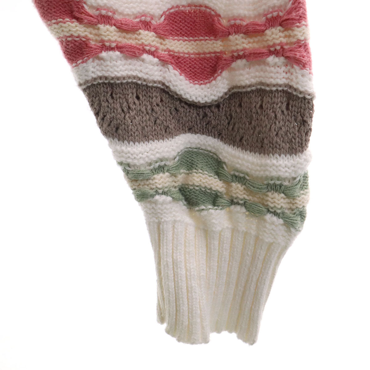 ESSAY エッセイ 90s オールド 3Dニット 長袖 Vネック ニット XL ホワイト系 メンズ