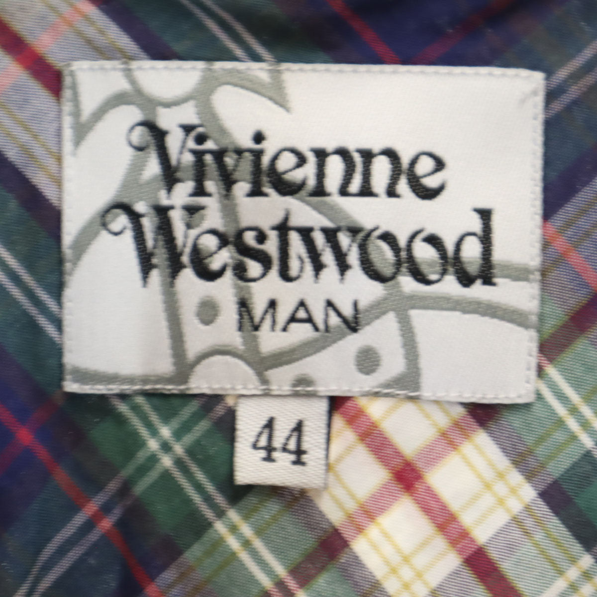 Vivienne WestwoodMAN ヴィヴィアンウエストウッドマン 日本製 チェック柄 半袖 コットンシャツ 44 グリーン系 メンズ