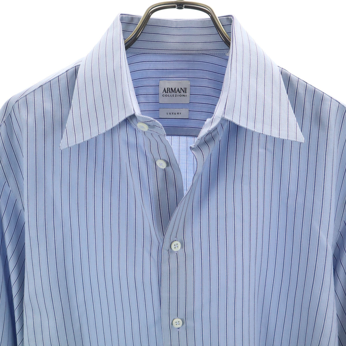 ARMANI COLLEZIONI アルマーニコレッツォーニ 長袖 コットンシャツ 40 ブルー系 メンズ