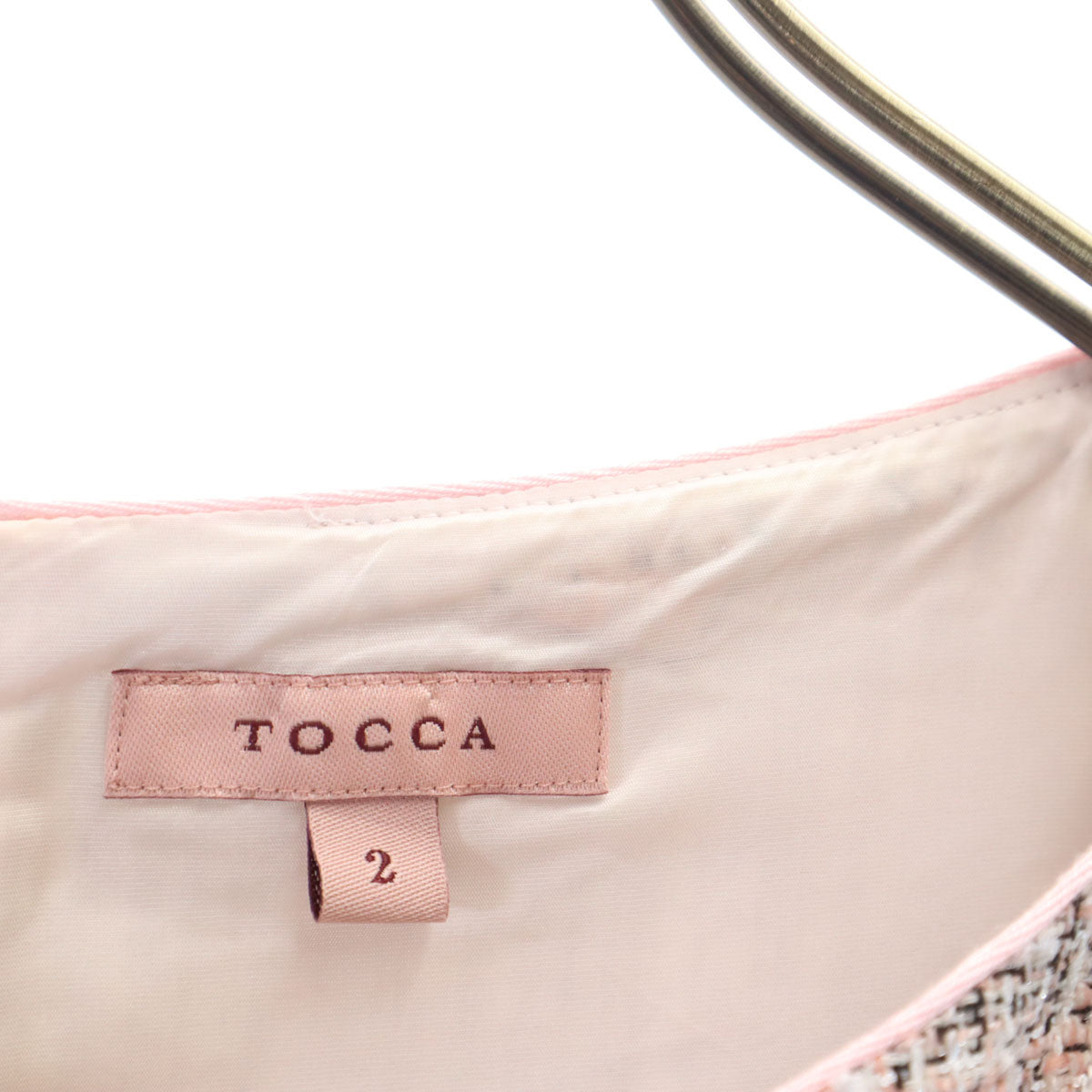 TOCCA トッカ 日本製 フレンチスリーブ ツイード ワンピース 2 ピンク系 レディース
