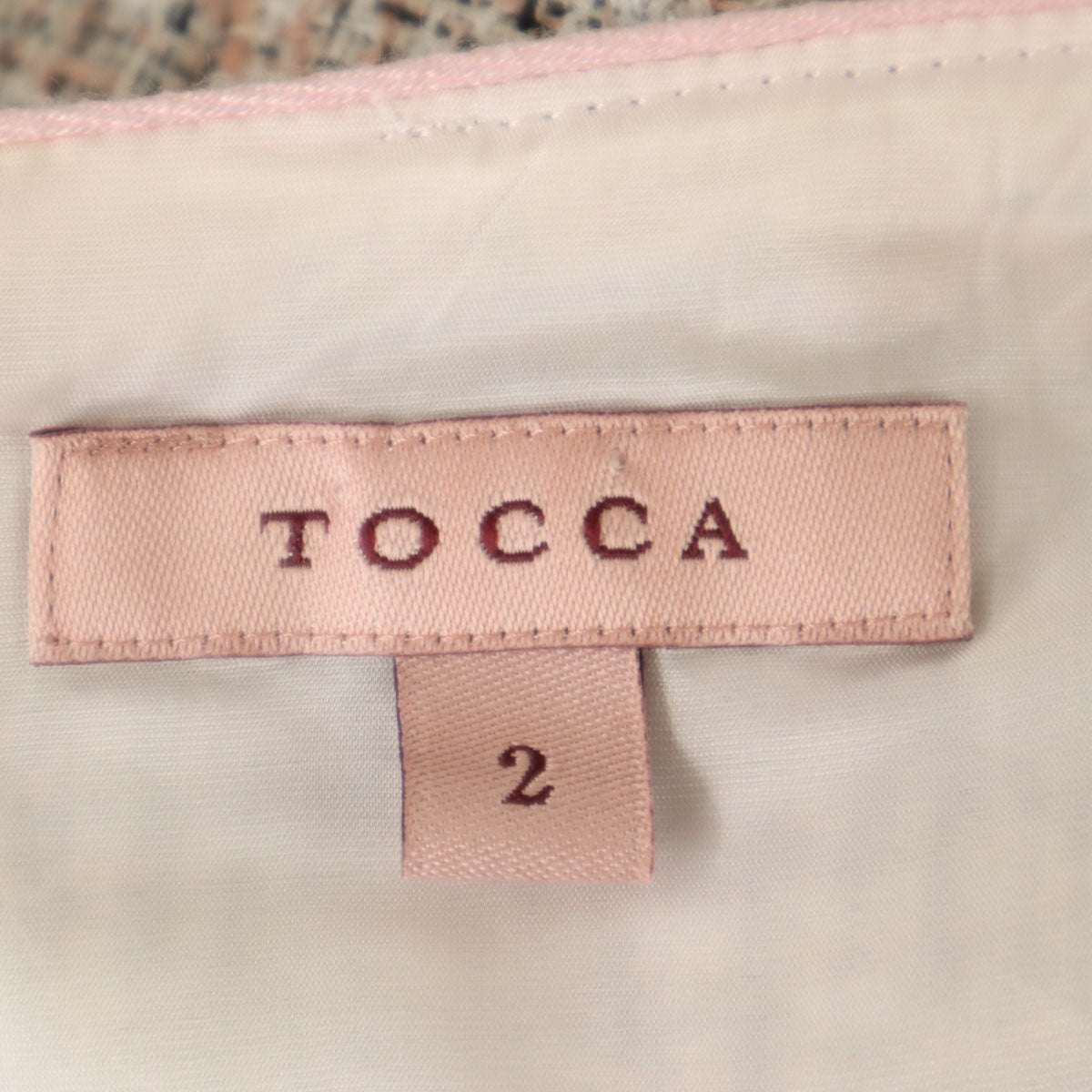 TOCCA トッカ 日本製 フレンチスリーブ ツイード ワンピース 2 ピンク系 レディース