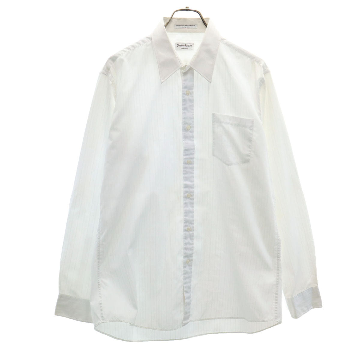 YVES SAINT LAURENT イヴサンローラン 90s オールド ストライプ柄 長袖 シャツ 161/2 ホワイト メンズ