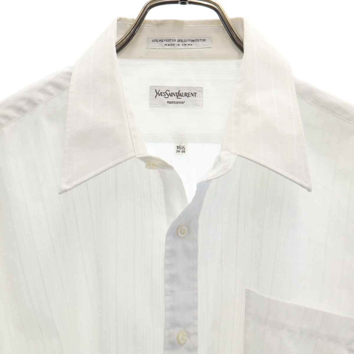 YVES SAINT LAURENT イヴサンローラン 90s オールド ストライプ柄 長袖 シャツ 161/2 ホワイト メンズ
