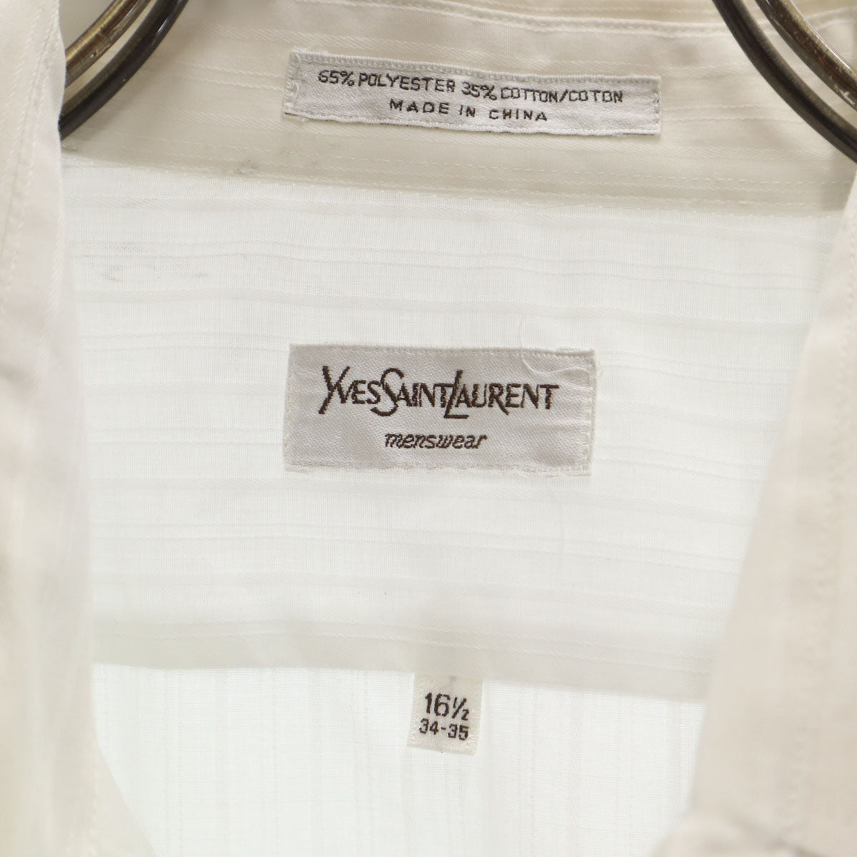 YVES SAINT LAURENT イヴサンローラン 90s オールド ストライプ柄 長袖 シャツ 161/2 ホワイト メンズ