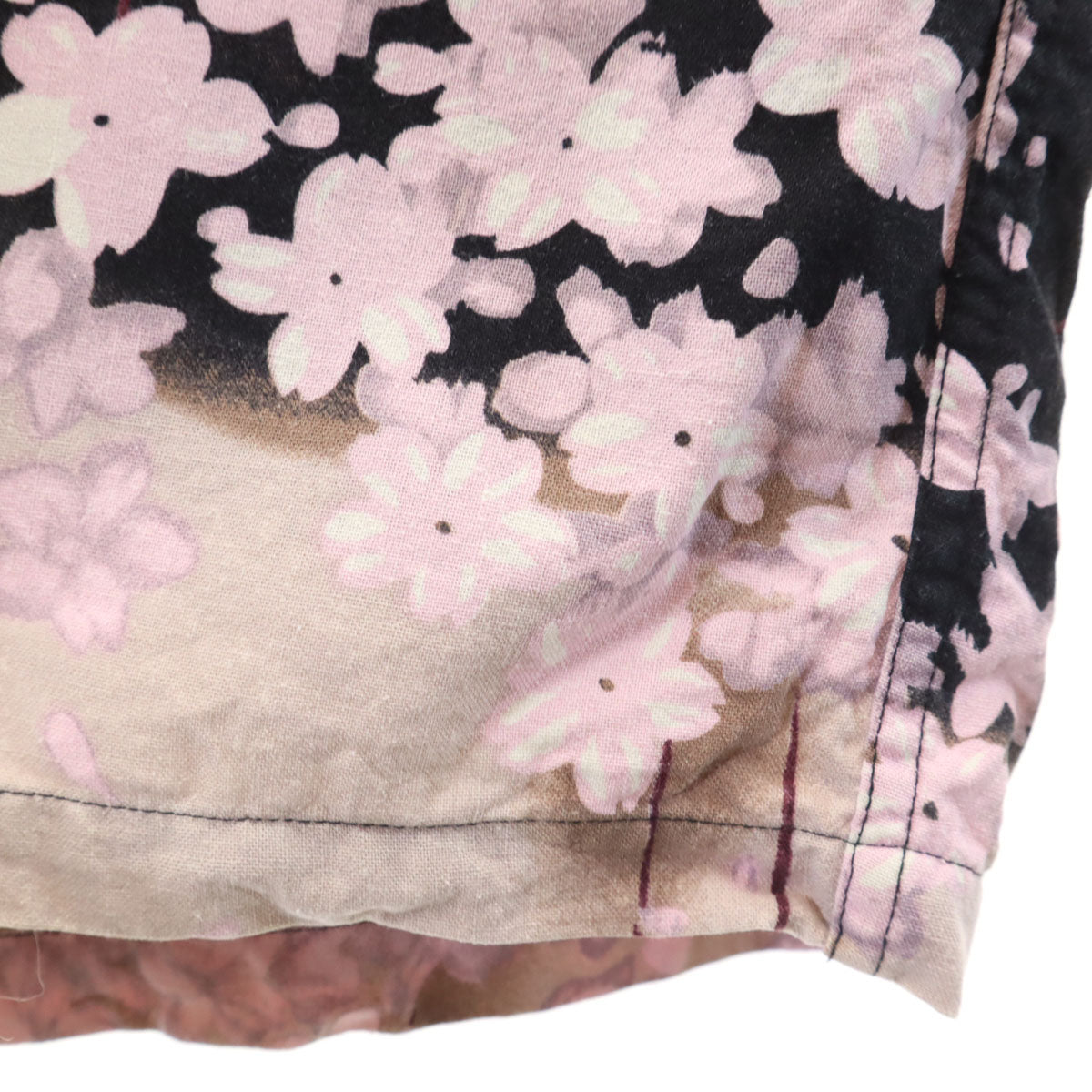 MAKANALEI マカナレイ シルク 和柄 長袖 アロハシャツ S ピンク系 桜 メンズ