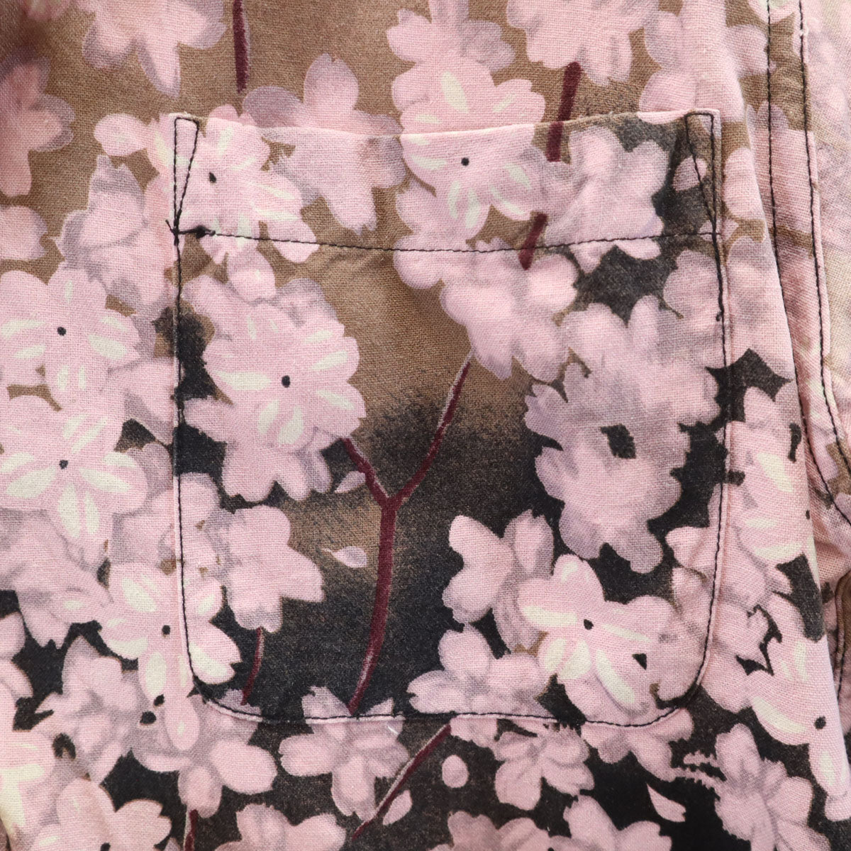 MAKANALEI マカナレイ シルク 和柄 長袖 アロハシャツ S ピンク系 桜 メンズ