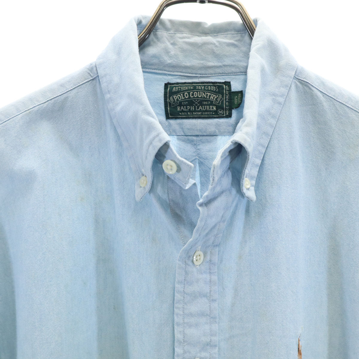 POLO COUNTRY ポロカントリー 80s 90s オールド 長袖 コットンシャツ M ライトブルー ラルフローレン メンズ