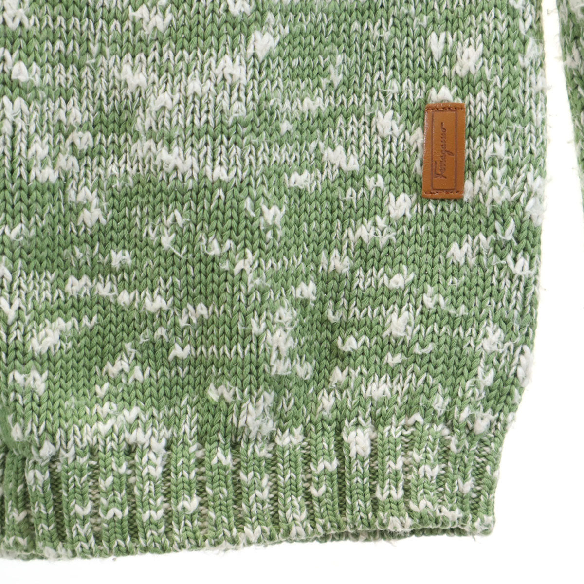 SalvatoreFerragamo サルバトーレフェラガモ 90s イタリア製 オールド 長袖 グラデーション ニット L ライトグリーン メンズ