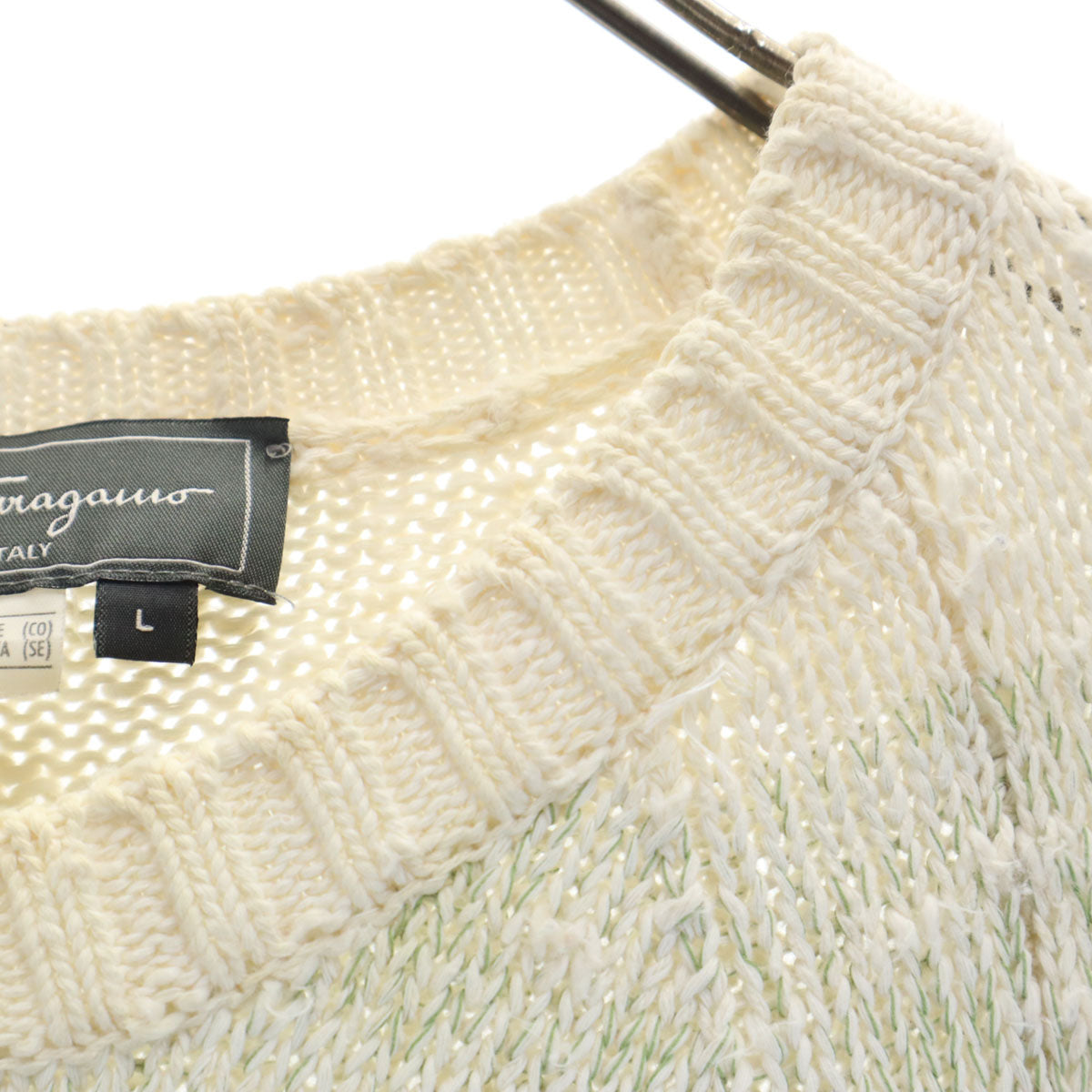 SalvatoreFerragamo サルバトーレフェラガモ 90s イタリア製 オールド 長袖 グラデーション ニット L ライトグリーン メンズ