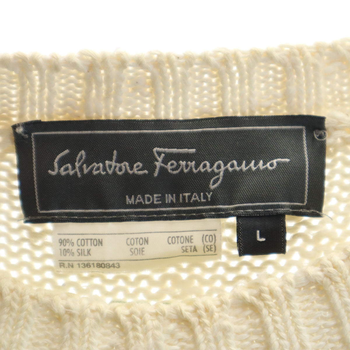 SalvatoreFerragamo サルバトーレフェラガモ 90s イタリア製 オールド 長袖 グラデーション ニット L ライトグリーン メンズ