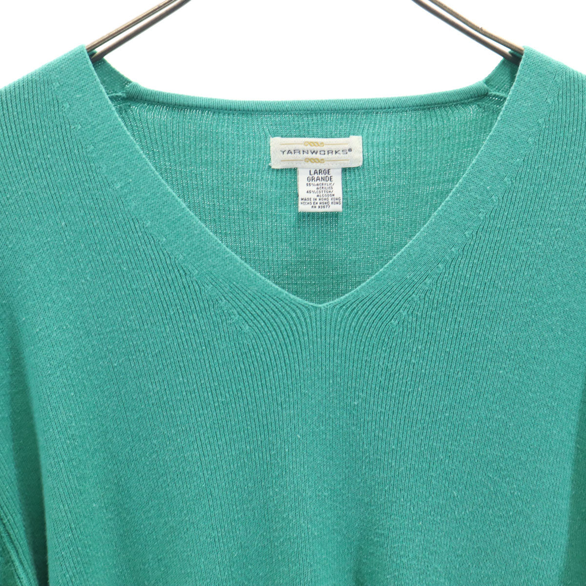 YANWORKS 90s オールド 長袖 Vネック セーター L グリーン レディース